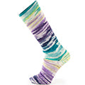 Socken mit wildem Ringelmuster in lila, hellgrün, ürkis und weiß