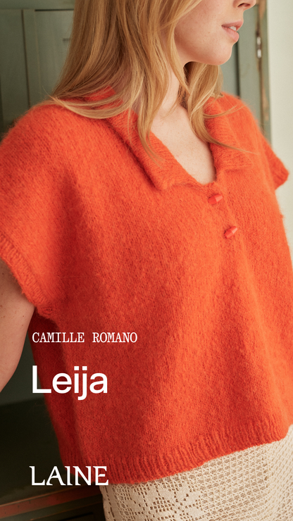 Orangenes Stricktop mit Polokragen