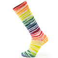 Socken mit wildem Ringelmuster in gelb, rot, blau und grün