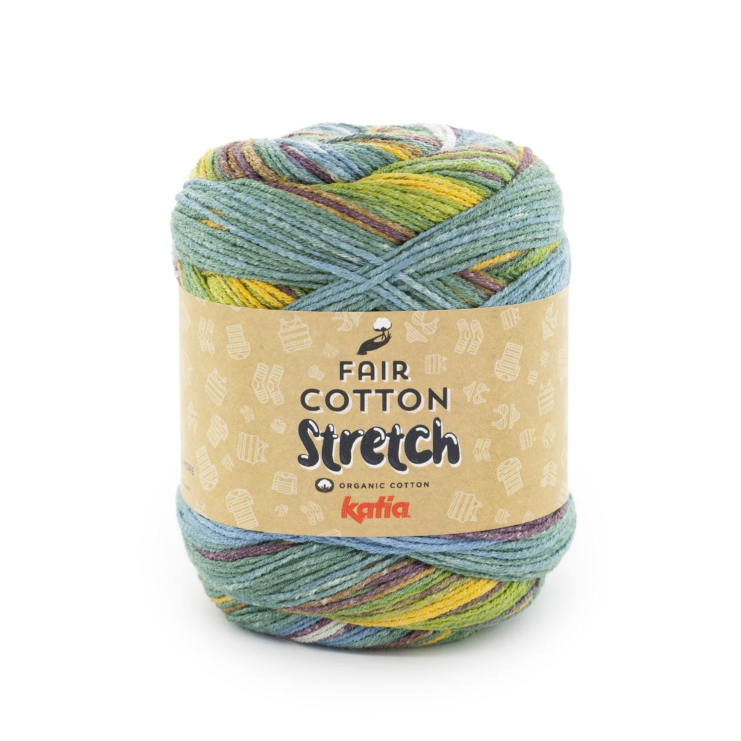 Knäuel Fair Cotton Stretch mit Farbverlauf  in blau grün gelb